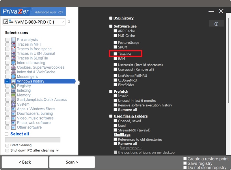 How to clean Windows Timeline on Windows. Option: Timeline (Activity History)