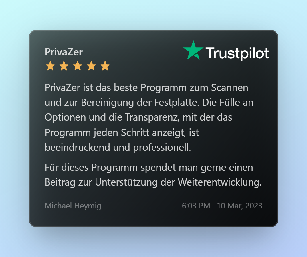 PrivaZer ist das beste Programm zum Scannen und zur Bereinigung der Festplatte